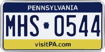PA license plate MHS0544