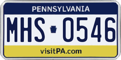 PA license plate MHS0546