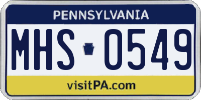 PA license plate MHS0549