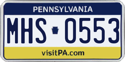PA license plate MHS0553