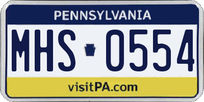 PA license plate MHS0554