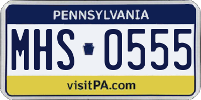 PA license plate MHS0555