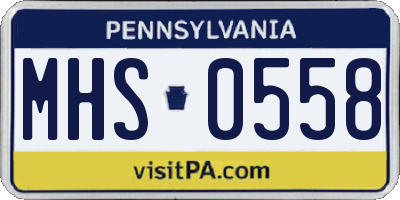 PA license plate MHS0558