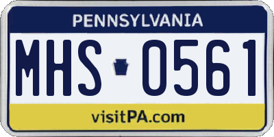 PA license plate MHS0561