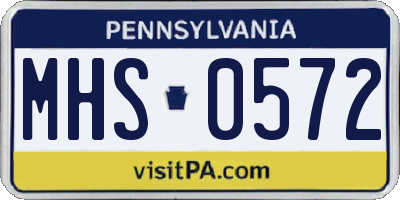 PA license plate MHS0572