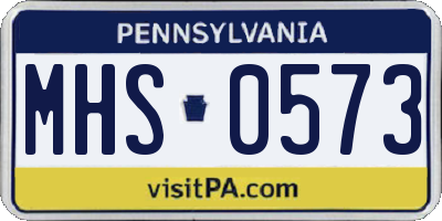 PA license plate MHS0573