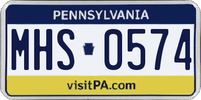 PA license plate MHS0574
