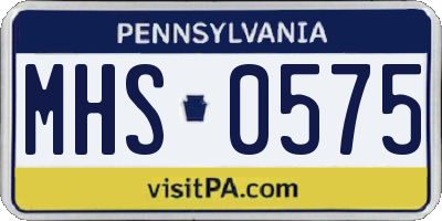 PA license plate MHS0575