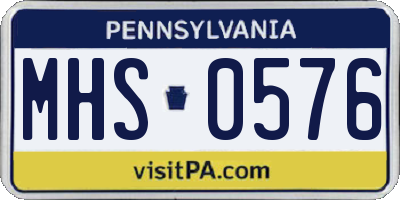 PA license plate MHS0576