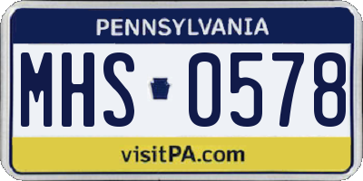 PA license plate MHS0578