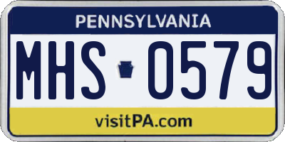 PA license plate MHS0579