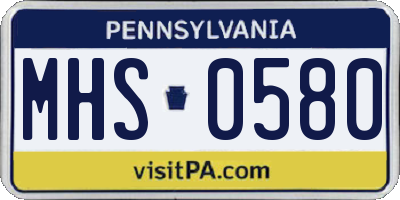 PA license plate MHS0580