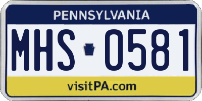 PA license plate MHS0581