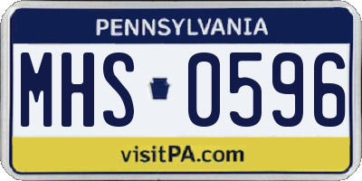 PA license plate MHS0596