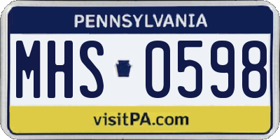 PA license plate MHS0598