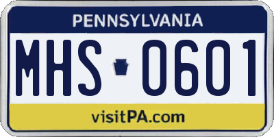 PA license plate MHS0601