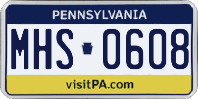 PA license plate MHS0608