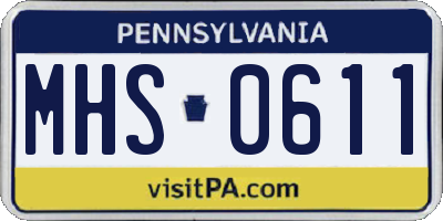 PA license plate MHS0611