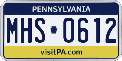 PA license plate MHS0612
