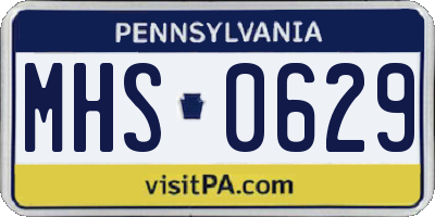 PA license plate MHS0629