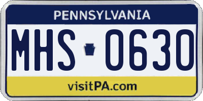 PA license plate MHS0630