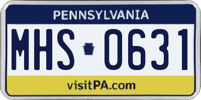 PA license plate MHS0631