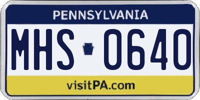 PA license plate MHS0640