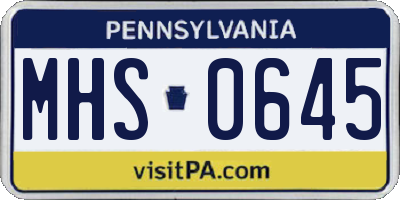 PA license plate MHS0645