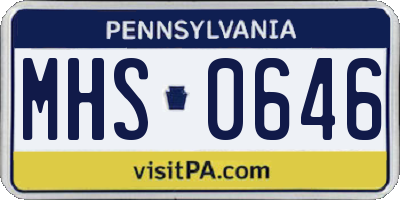 PA license plate MHS0646