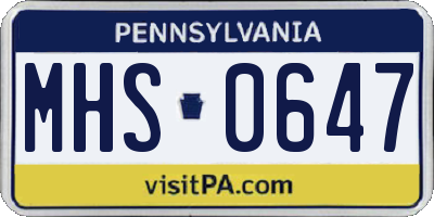 PA license plate MHS0647