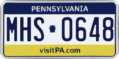 PA license plate MHS0648