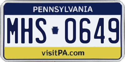 PA license plate MHS0649