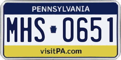 PA license plate MHS0651