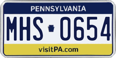 PA license plate MHS0654