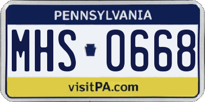 PA license plate MHS0668