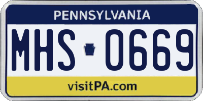 PA license plate MHS0669