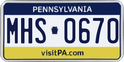 PA license plate MHS0670