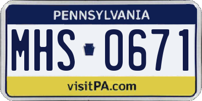 PA license plate MHS0671