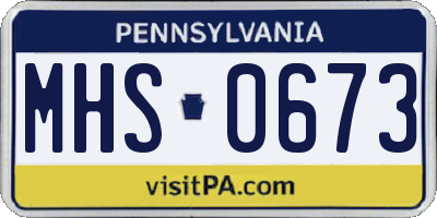 PA license plate MHS0673