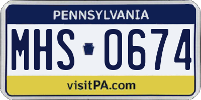PA license plate MHS0674
