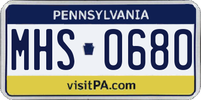 PA license plate MHS0680