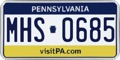 PA license plate MHS0685