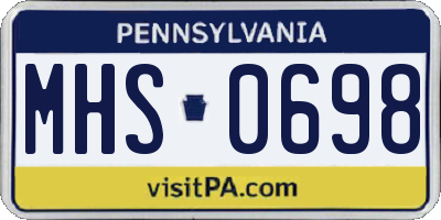 PA license plate MHS0698