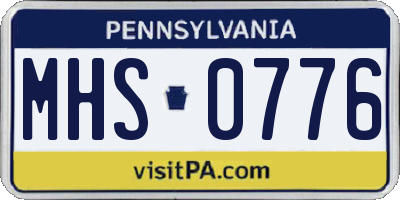 PA license plate MHS0776
