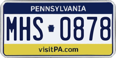 PA license plate MHS0878