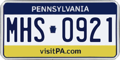 PA license plate MHS0921