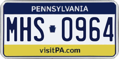 PA license plate MHS0964