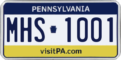 PA license plate MHS1001