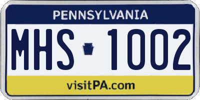 PA license plate MHS1002