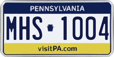 PA license plate MHS1004